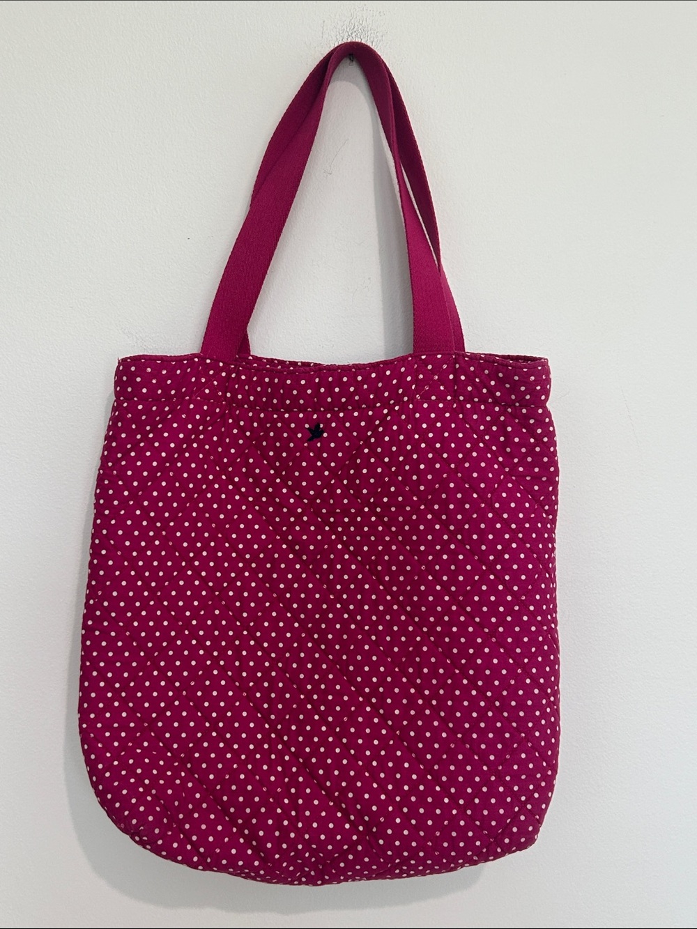 aerie Hot Pink Polka Dot Quilted Tote